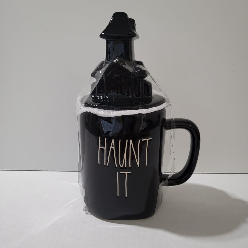 Rae Dunn "If You've Got It, Haunt It" Ceramic Figural Halloween‎ Mug with Lid